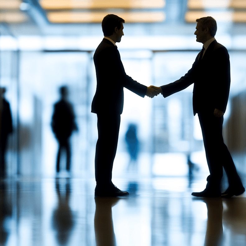 A photo of two business men shaking hands