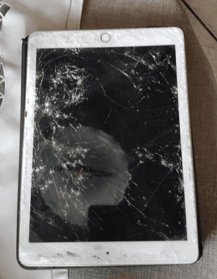 An image of a damaged iPad